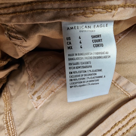 American Eagle Outfitters Cargo Pants Womens 4 Short Stretch Relaxed Fit Khaki - Picture 7 of 12
